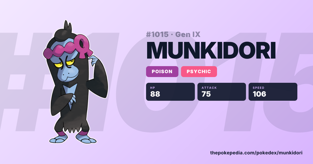 Maskon Pokemon Munkidori in Pokemon Scarlet/Violet: The Teal Mask – Moves, Sprites ...