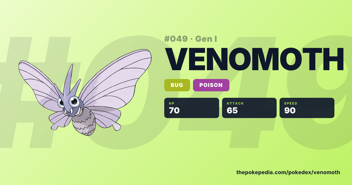 Venomoth (#049) – Bug/Poison Pokemon | Pokepedia