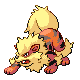 Arcanine front-facing sprite from Pokémon Platinum