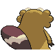 Bibarel shiny back-facing sprite from Pokémon SoulSilver