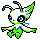 Celebi front-facing sprite from Pokémon Silver