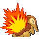 Cyndaquil shiny back-facing sprite from Pokémon Platinum