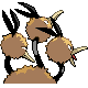 Dodrio back-facing sprite from Pokémon HeartGold