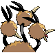 Dodrio back-facing sprite from Pokémon Platinum