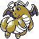 Dragonite front-facing sprite from Pokémon Silver