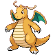 Dragonite front-facing sprite from Pokémon HeartGold
