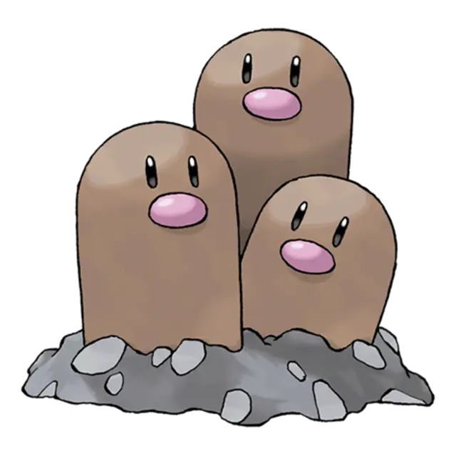 Dugtrio, the Mole Pokémon — Ground-type Pokémon official artwork