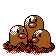 Dugtrio front-facing sprite from Pokémon Crystal