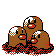 Dugtrio front-facing sprite from Pokémon Gold