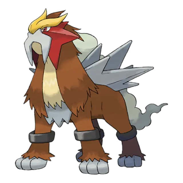 Entei, the Volcano Pokémon — Fire-type Pokémon official artwork