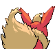 Flareon back-facing sprite from Pokémon Platinum