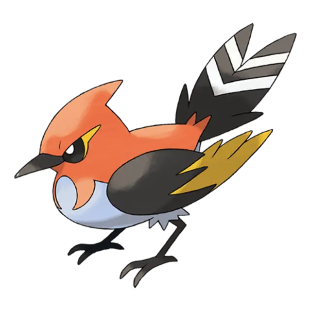 Fletchinder, the Ember Pokémon — Fire/Flying-type Pokémon official artwork