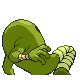 Hitmonlee shiny back-facing sprite from Pokémon Pearl