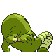 Hitmonlee shiny back-facing sprite from Pokémon Platinum