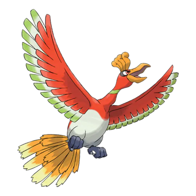 Ho-Oh, the Rainbow Pokémon — Fire/Flying-type Pokémon official artwork