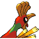 Ho-Oh back-facing sprite from Pokémon HeartGold