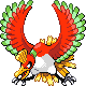 Ho-Oh front-facing sprite from Pokémon HeartGold