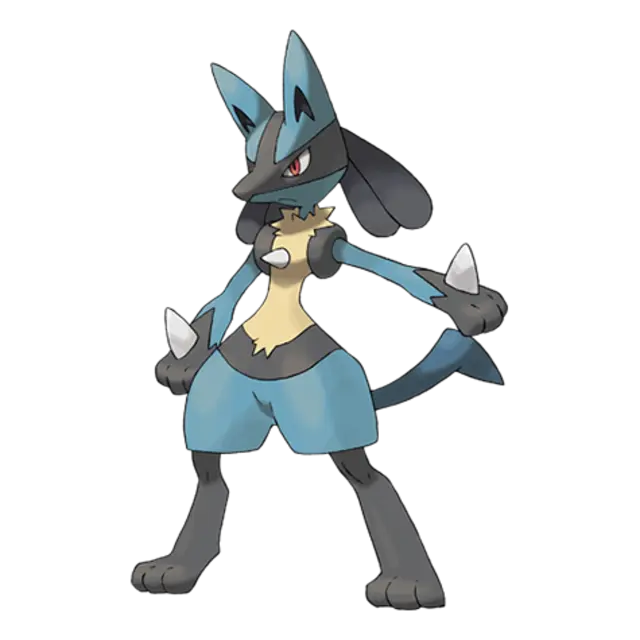 Lucario, the Aura Pokémon — Fighting/Steel-type Pokémon official artwork