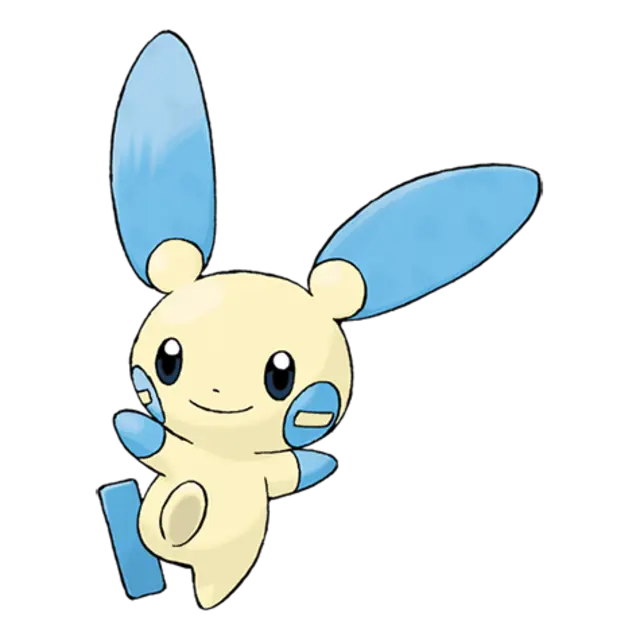 Minun, the Cheering Pokémon — Electric-type Pokémon official artwork