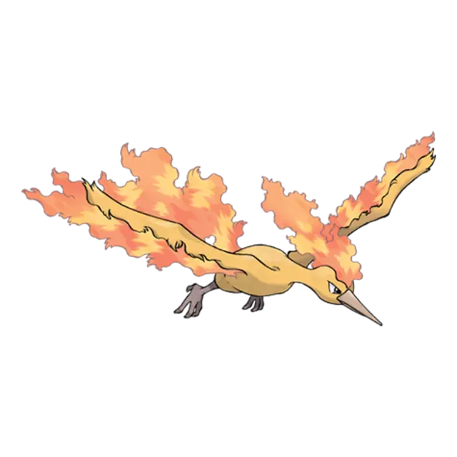 Moltres, the Flame Pokémon — Fire/Flying-type Pokémon official artwork