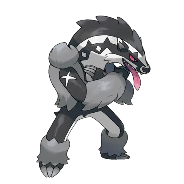 Obstagoon, the Blocking Pokémon — Dark/Normal-type Pokémon official artwork