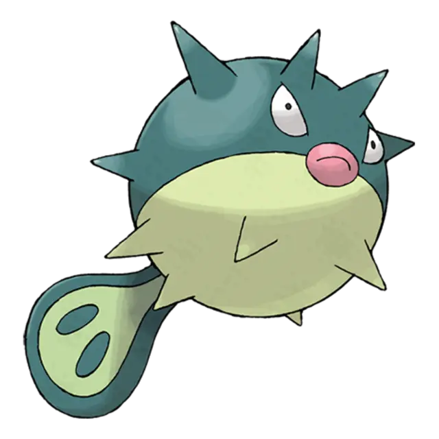 Qwilfish, the Balloon Pokémon — Water/Poison-type Pokémon official artwork
