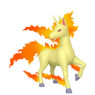 Rapidash front-facing sprite from Pokémon Let's Go, Pikachu!