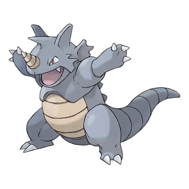 Rhydon, the Drill Pokémon — Ground/Rock-type Pokémon official artwork