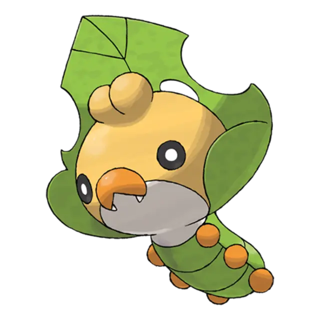 Sewaddle, the Sewing Pokémon — Bug/Grass-type Pokémon official artwork