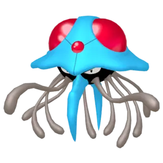 Tentacruel front-facing sprite from Pokémon Let's Go, Pikachu!