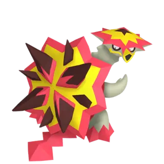 Turtonator front-facing sprite from Pokémon Moon